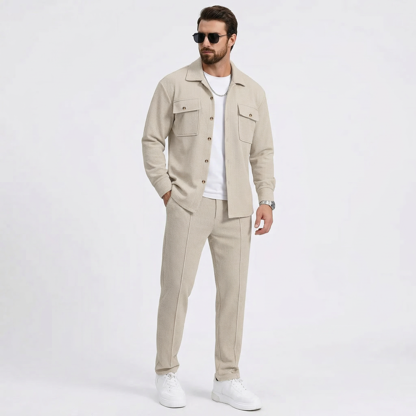 Men’s Textured Suit Set