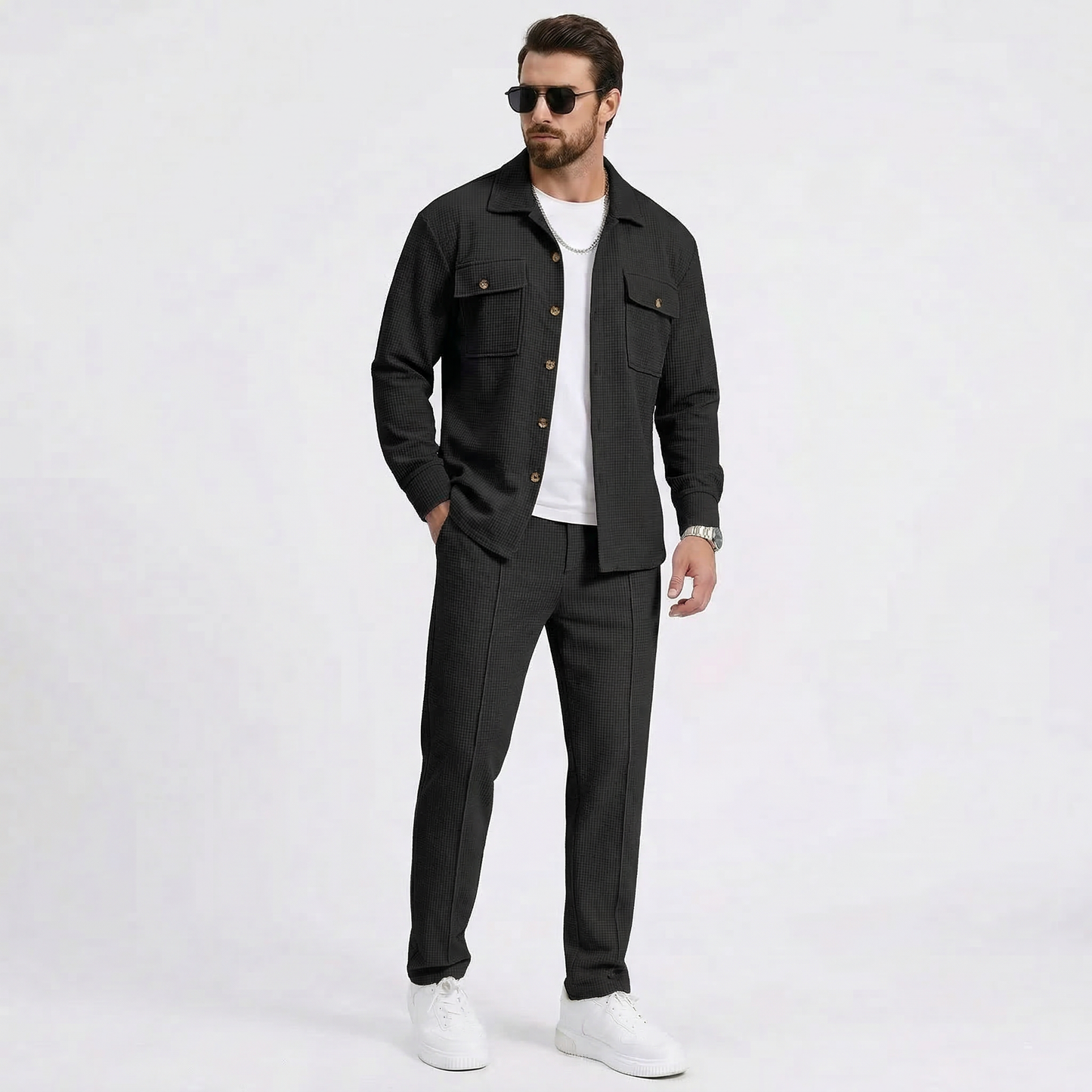 Men’s Textured Suit Set