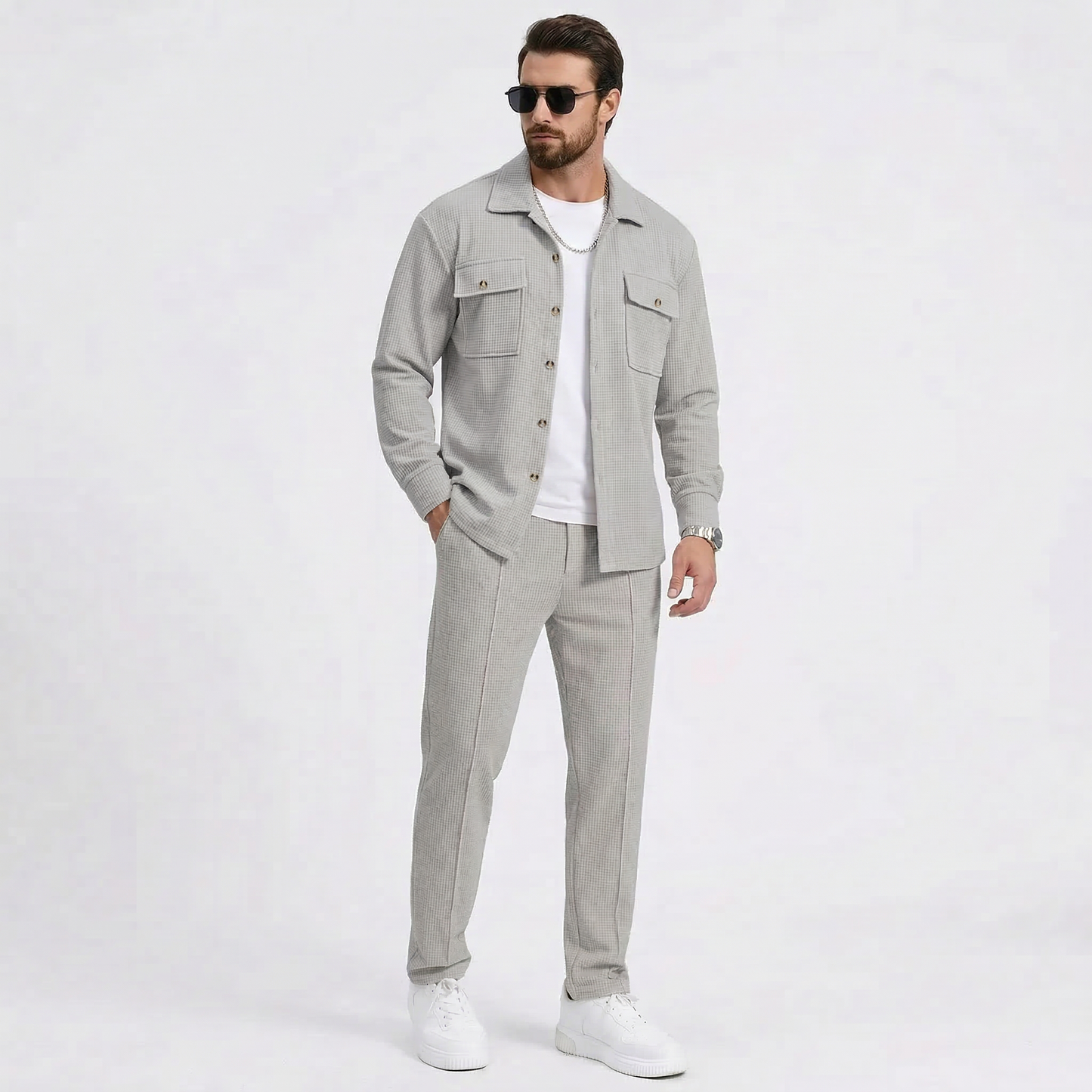 Men’s Textured Suit Set