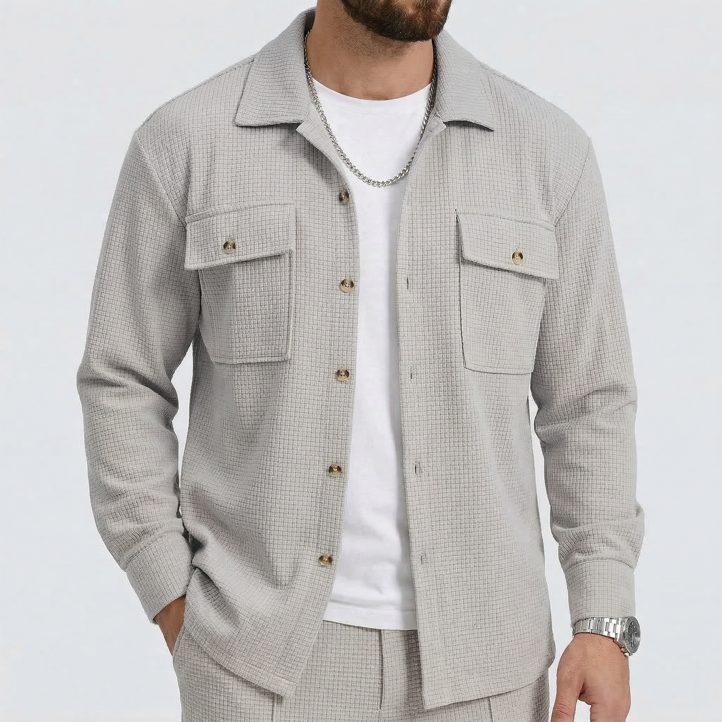 Men’s Textured Suit Set