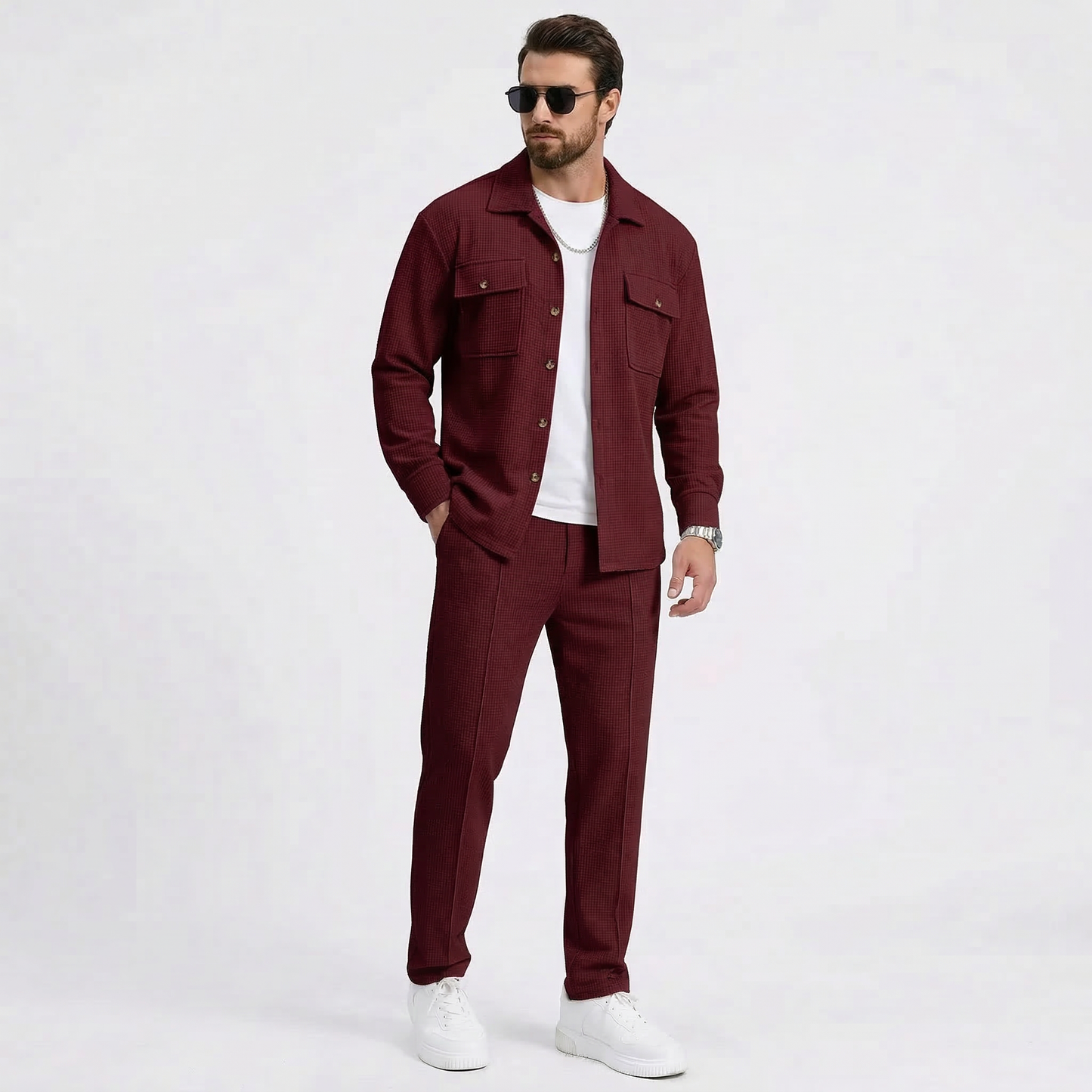 Men’s Textured Suit Set