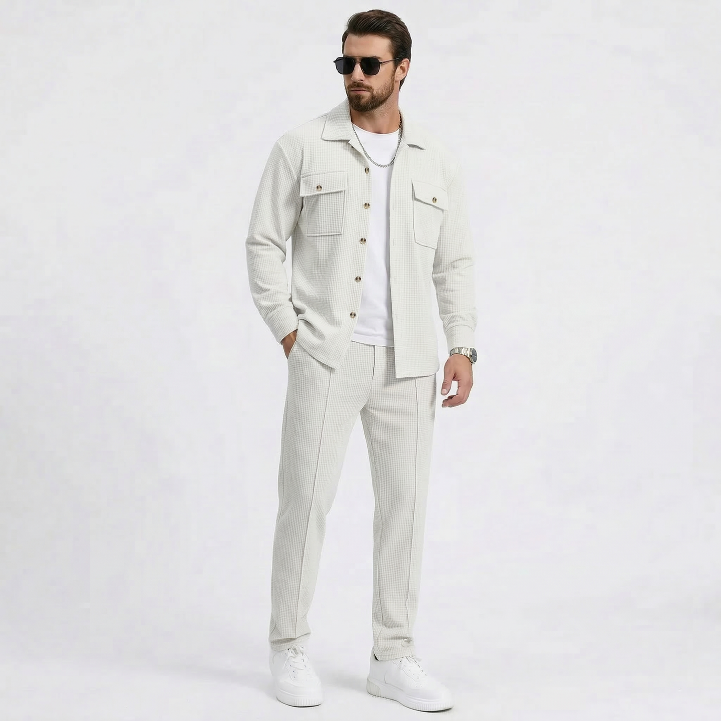Men’s Textured Suit Set